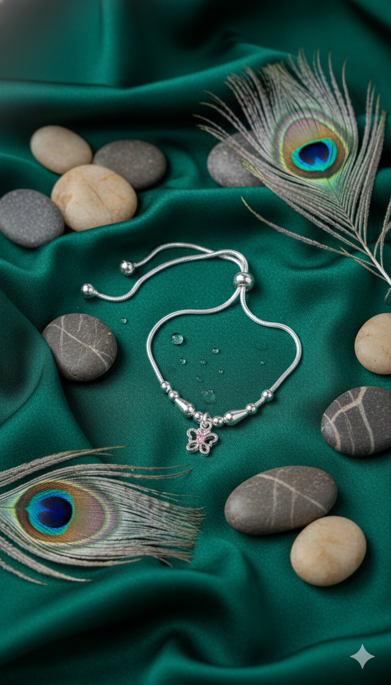 Ethereal Flight Silver Butterfly slider Bracelet_2