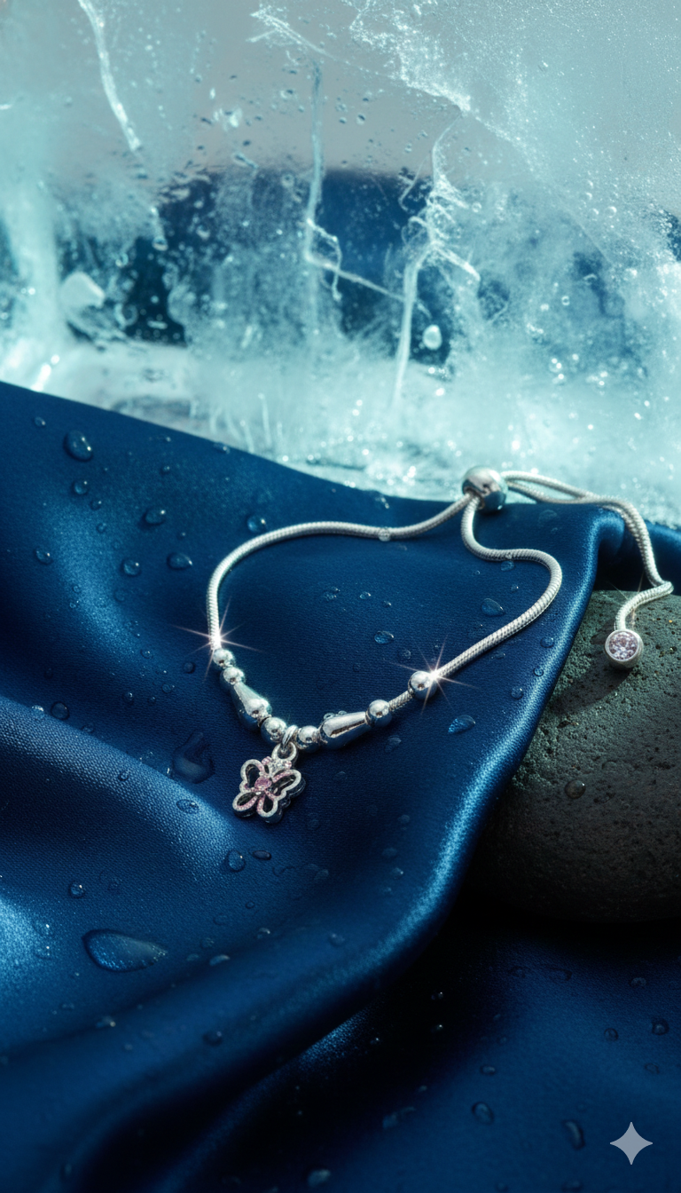 Ethereal Flight Silver Butterfly slider Bracelet_3