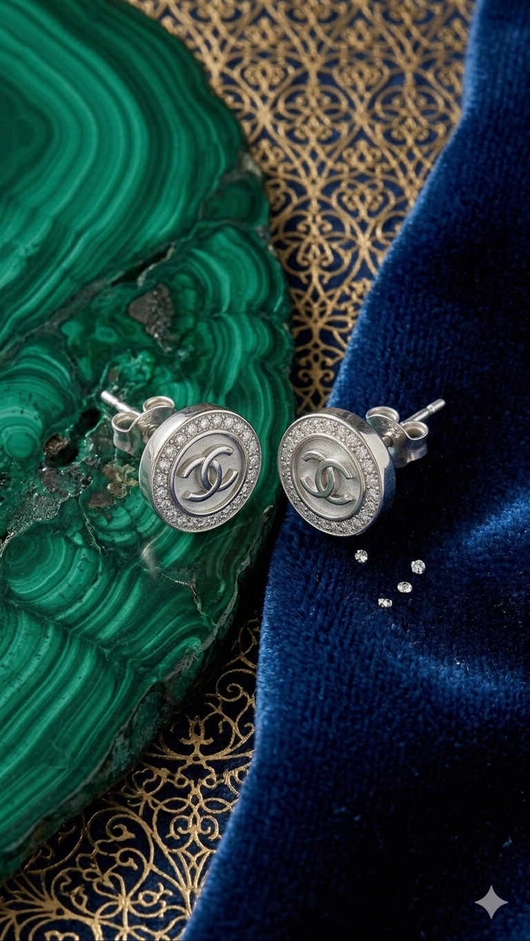 Ethereal Logo Studs in Silver