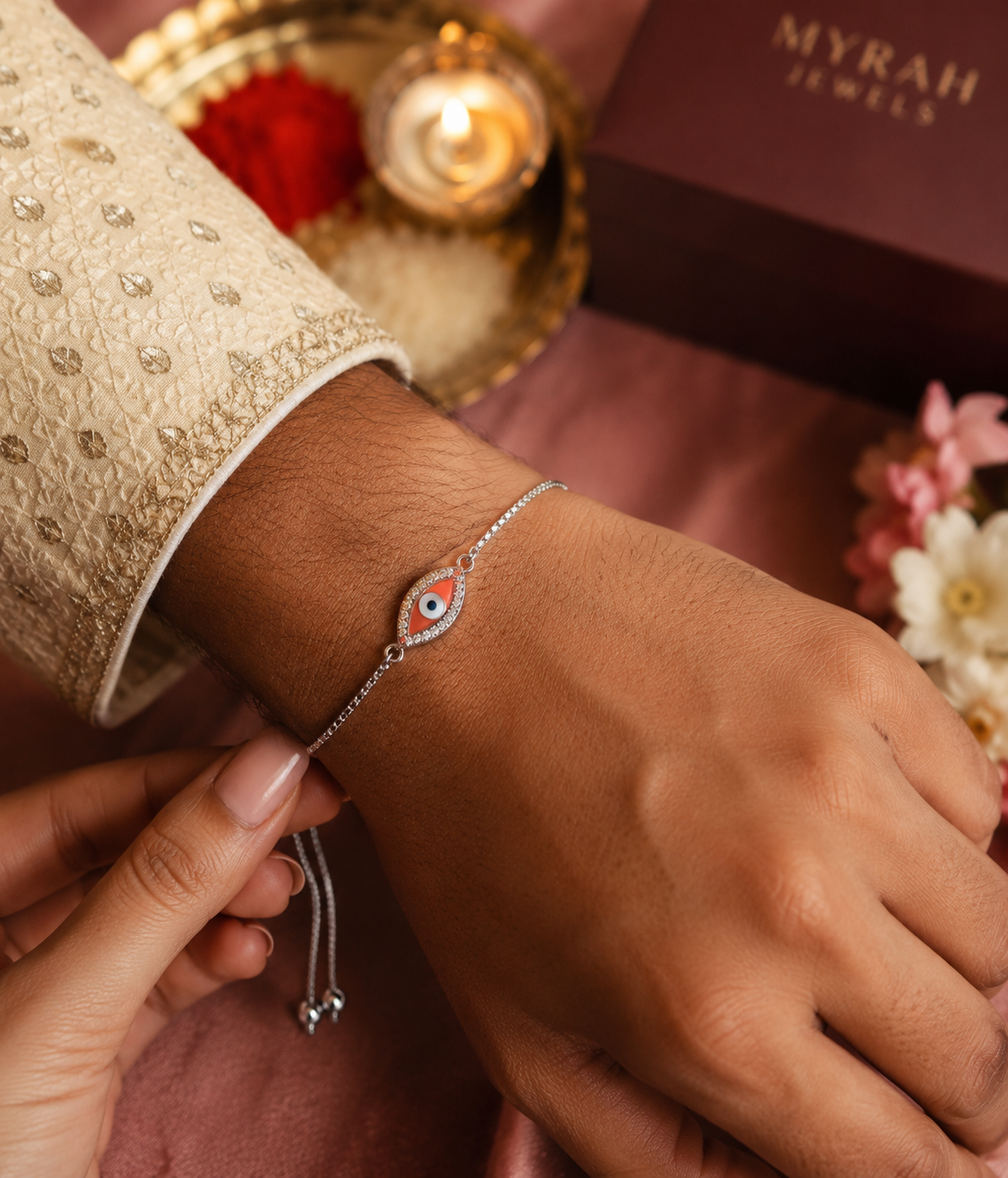 Evil Eye Silver Rakhi