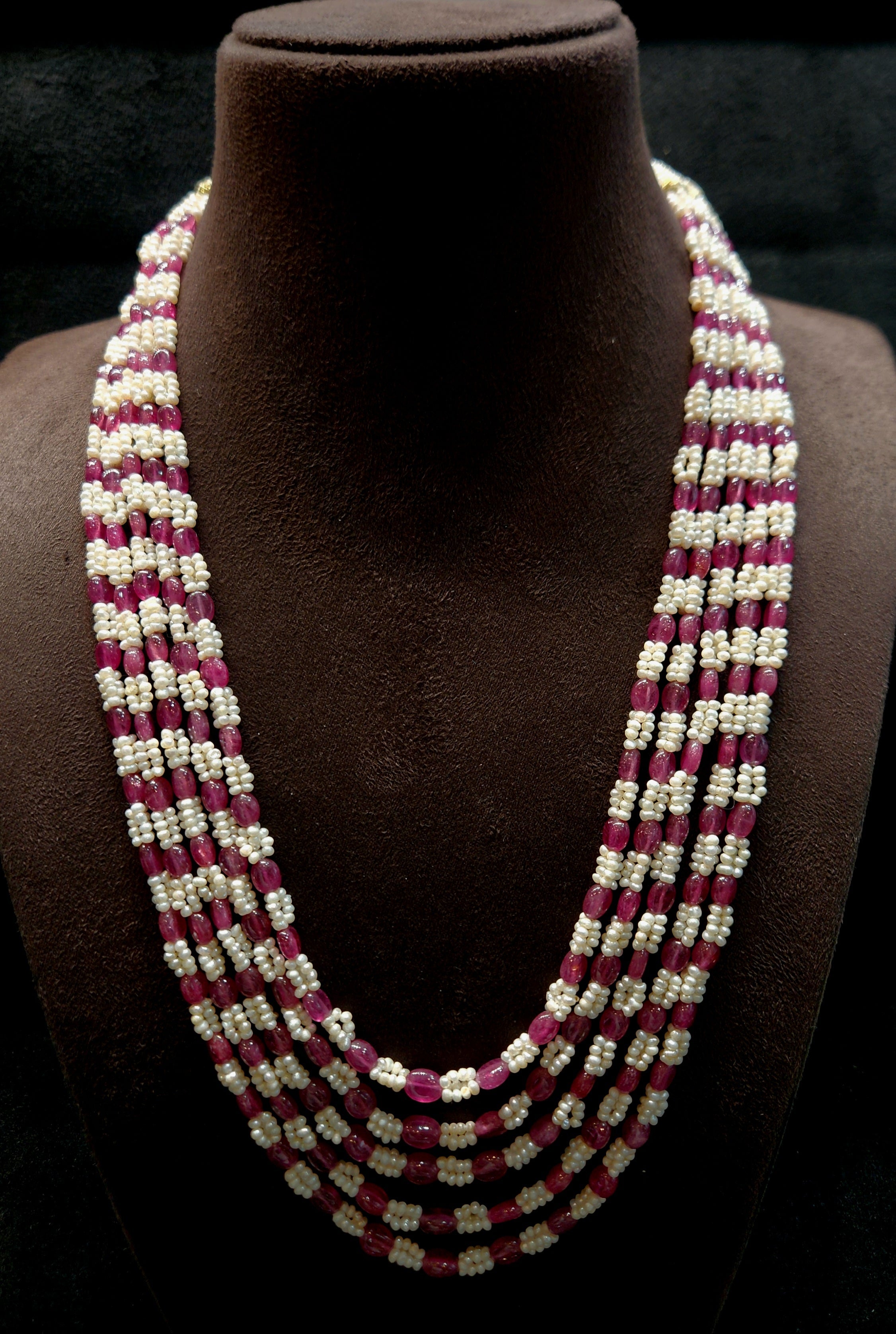 Five layer Ruby & Pearl Mala