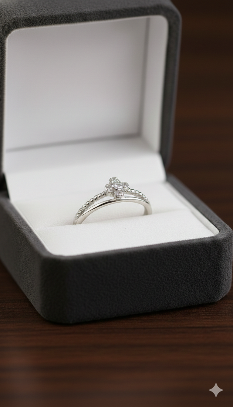 Four- Petaled Floral Clover Motif Ring_4