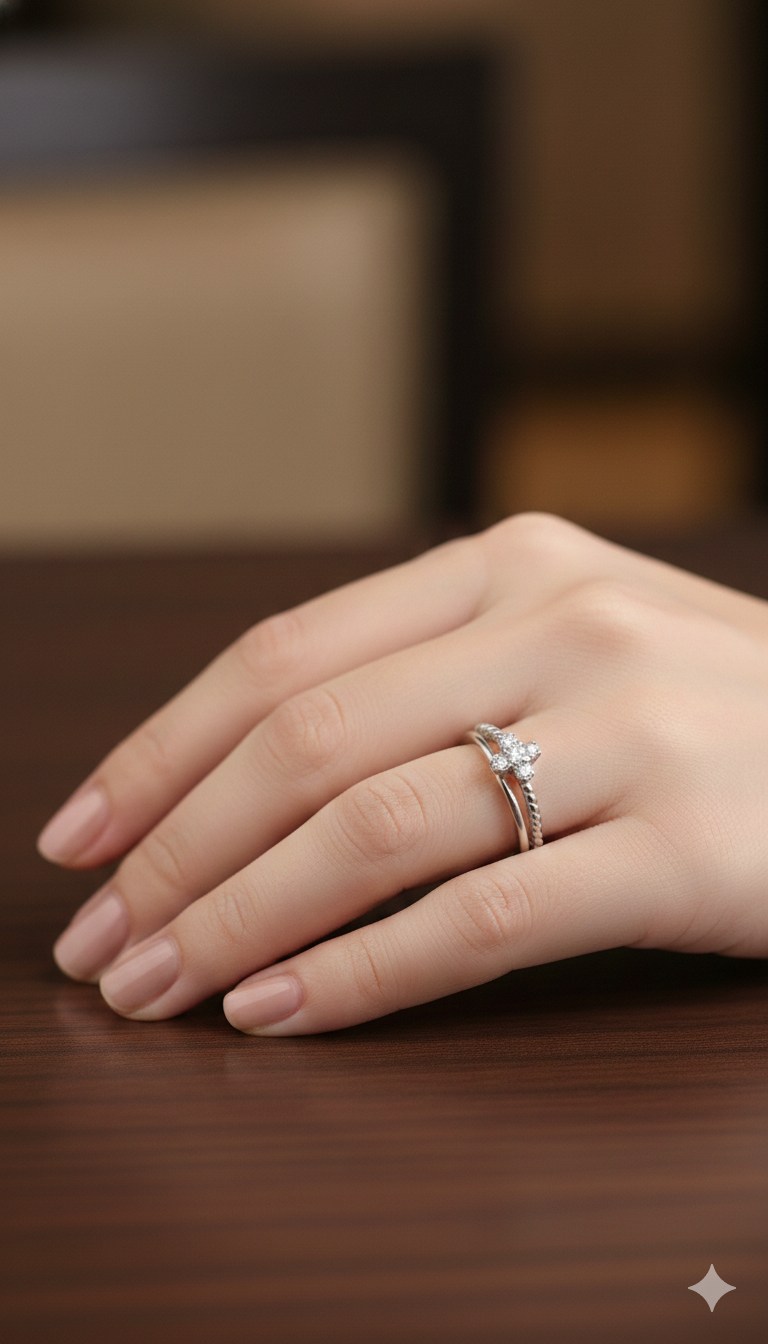 Four- Petaled Floral Clover Motif Ring_5