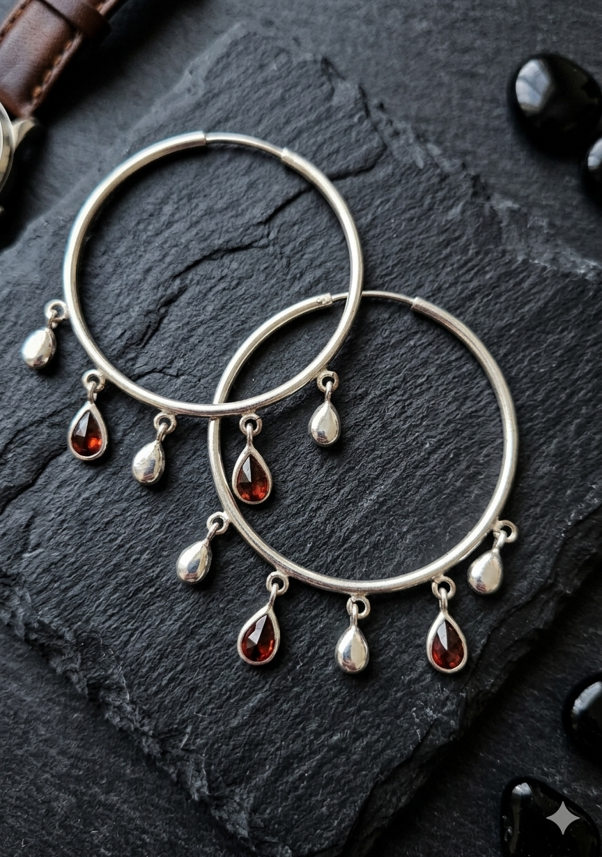Garnet Hoop Charms