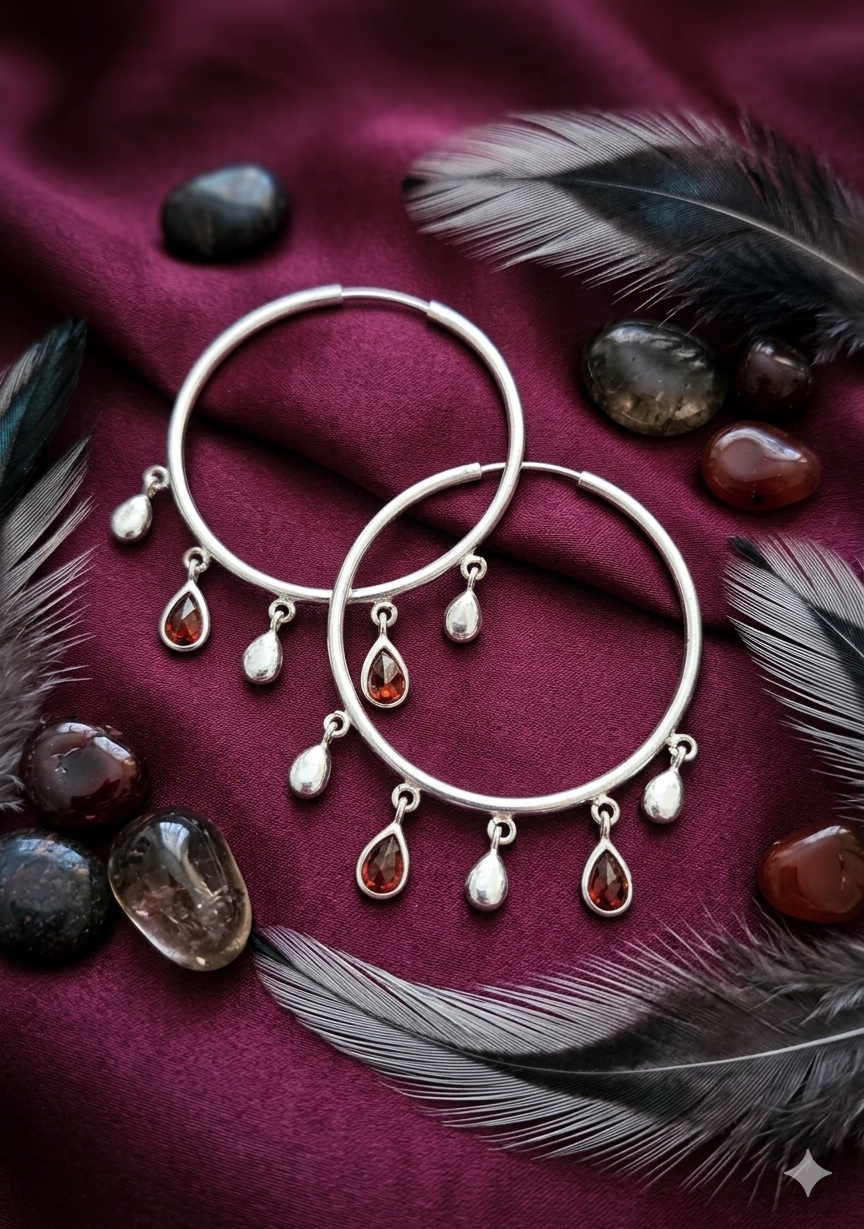 Garnet Hoop Charms