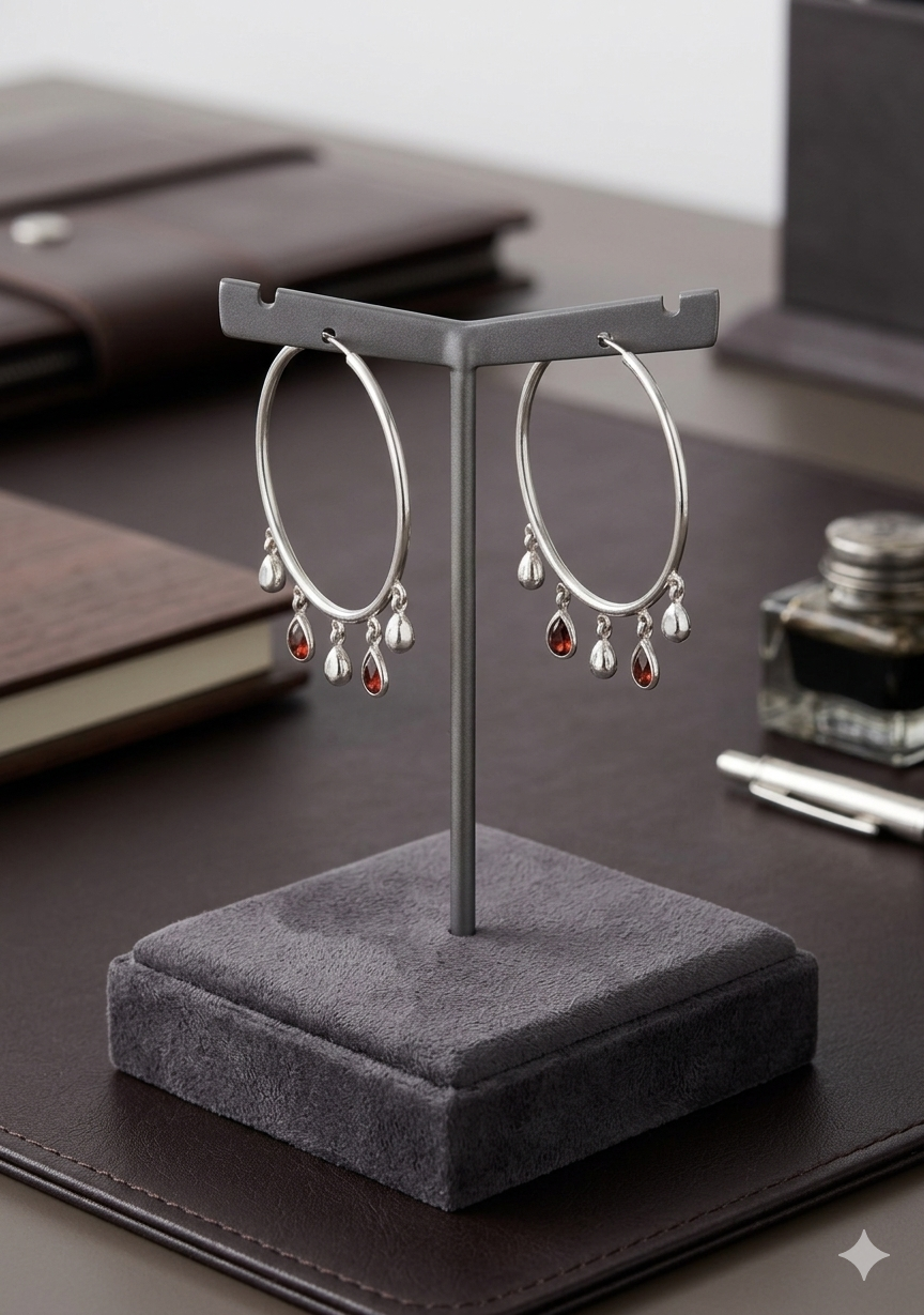 Garnet Hoop Charms