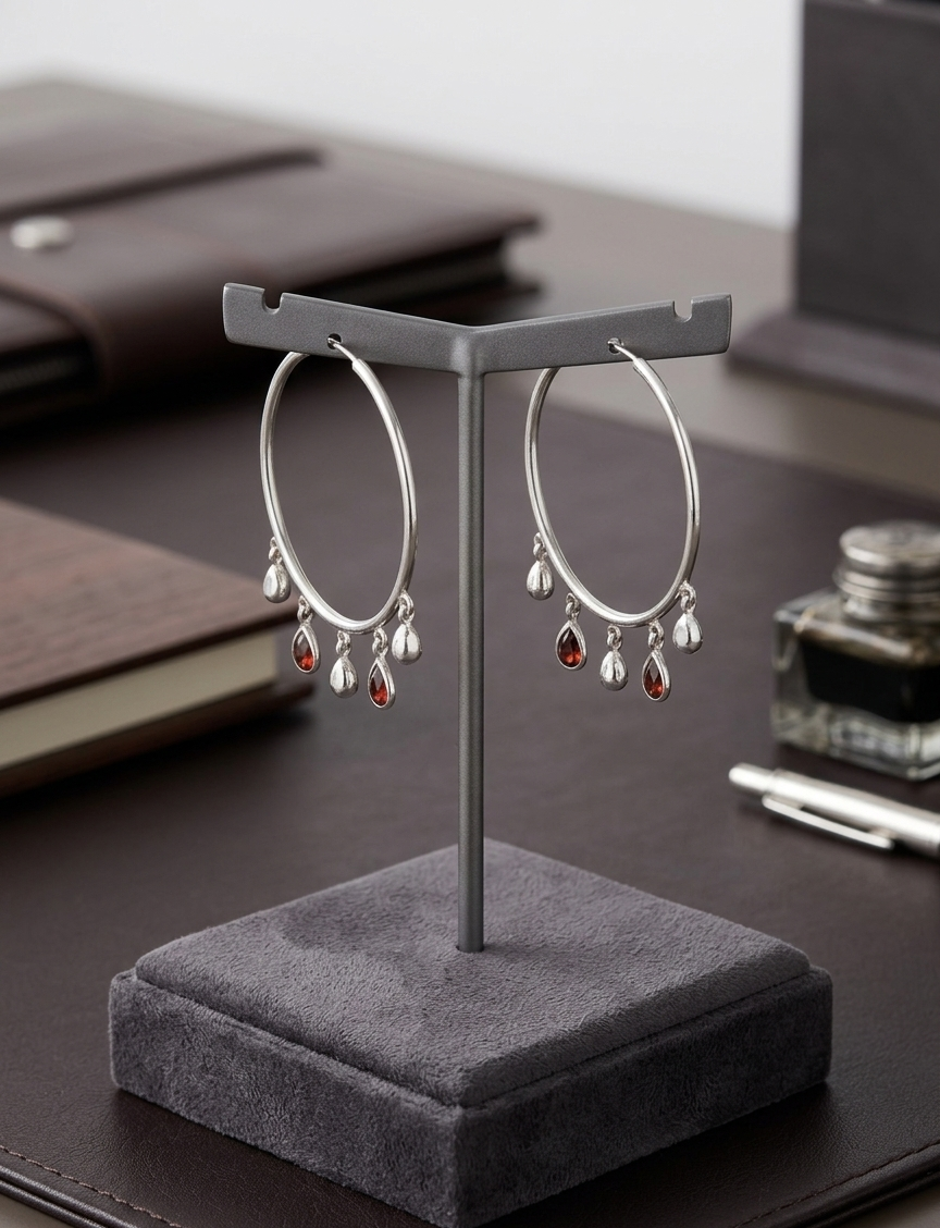 Garnet Hoop Charms