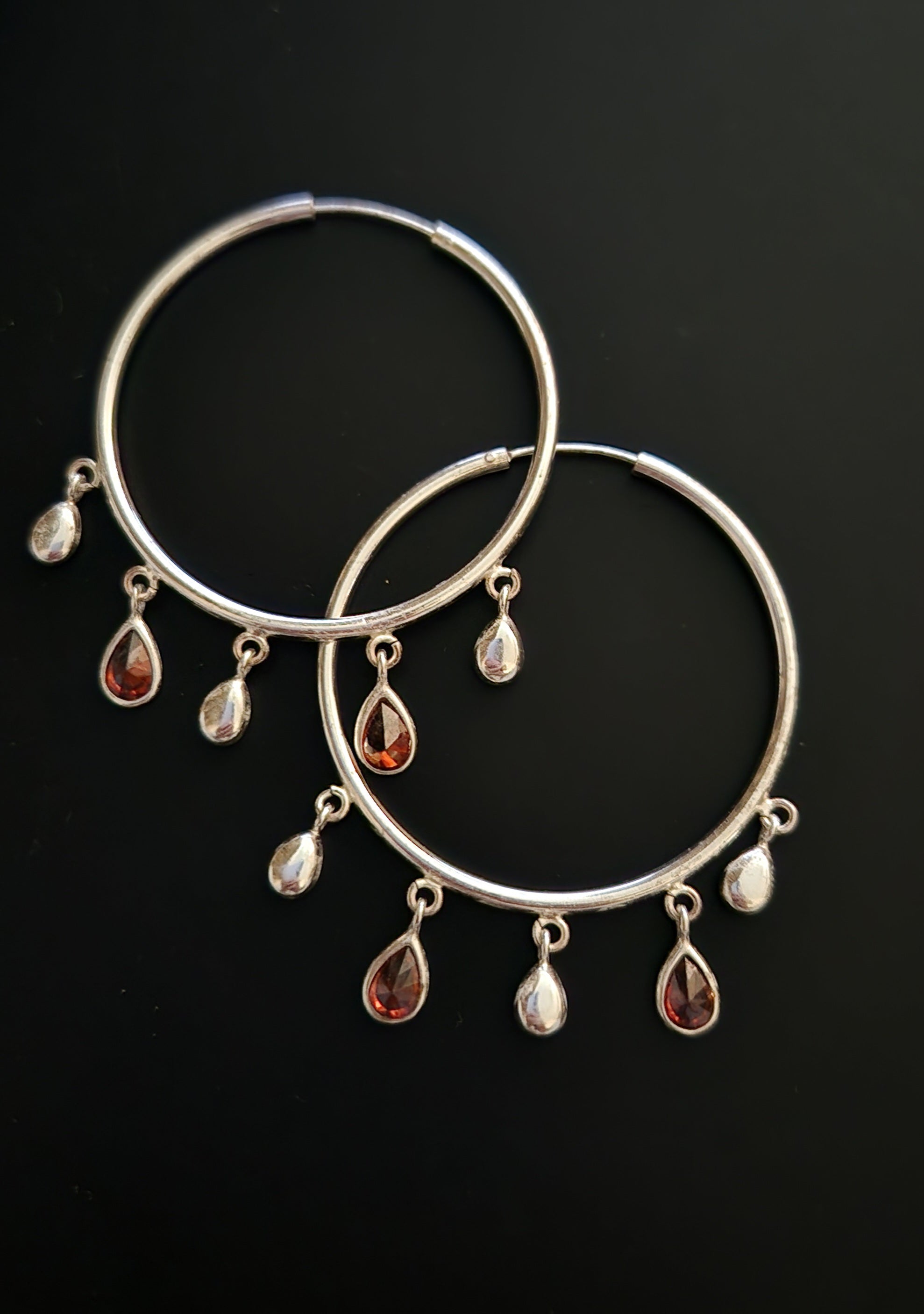 Garnet Hoop Charms