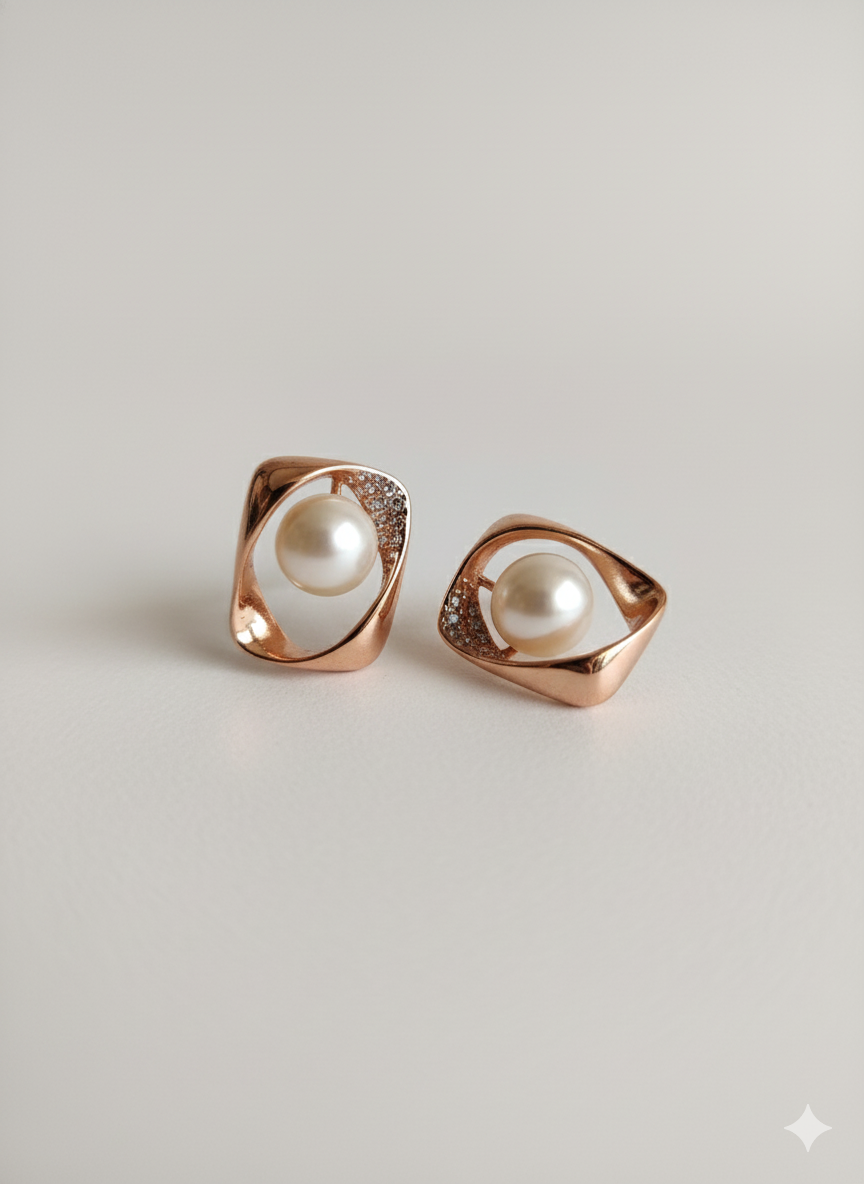 Geometric Cage Pearl Earring_2