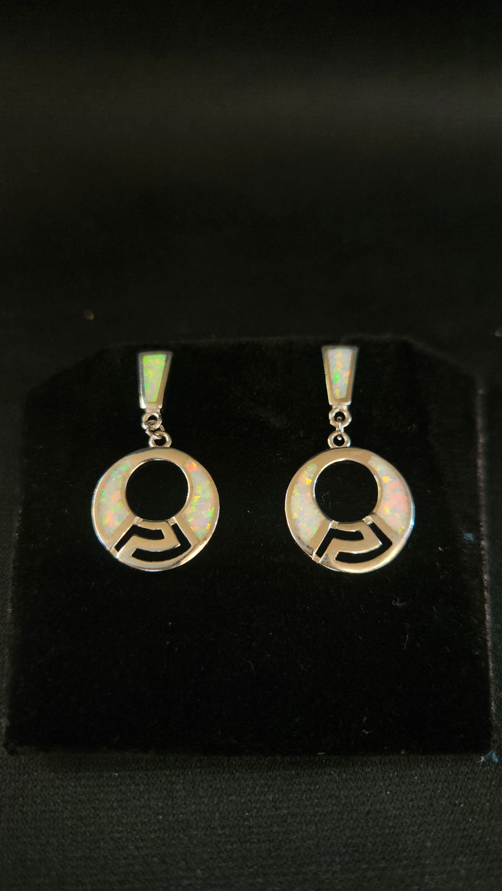 Geometric Opal Inlay Drop Earrings