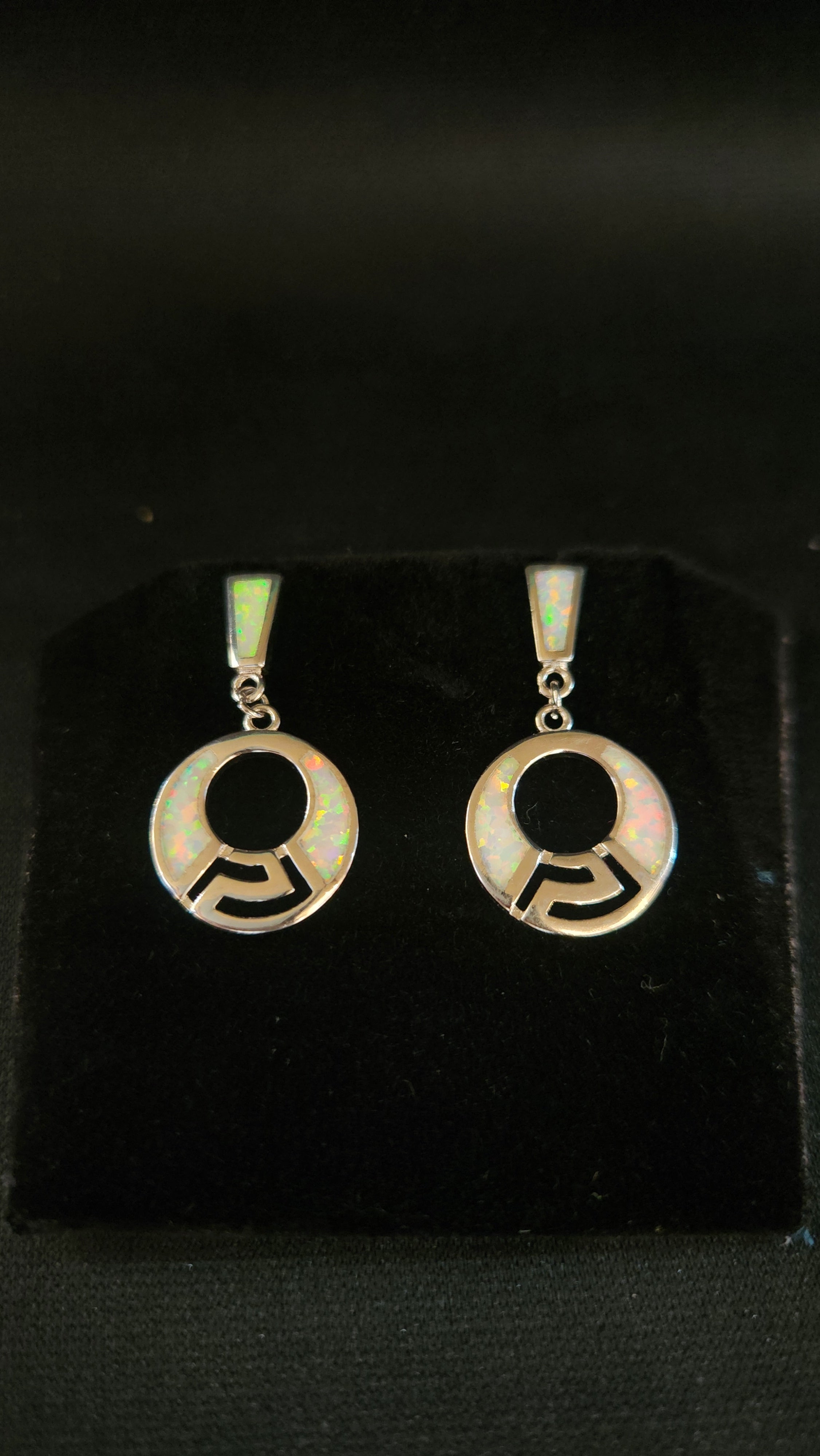 Geometric Opal Inlay Drop Earrings