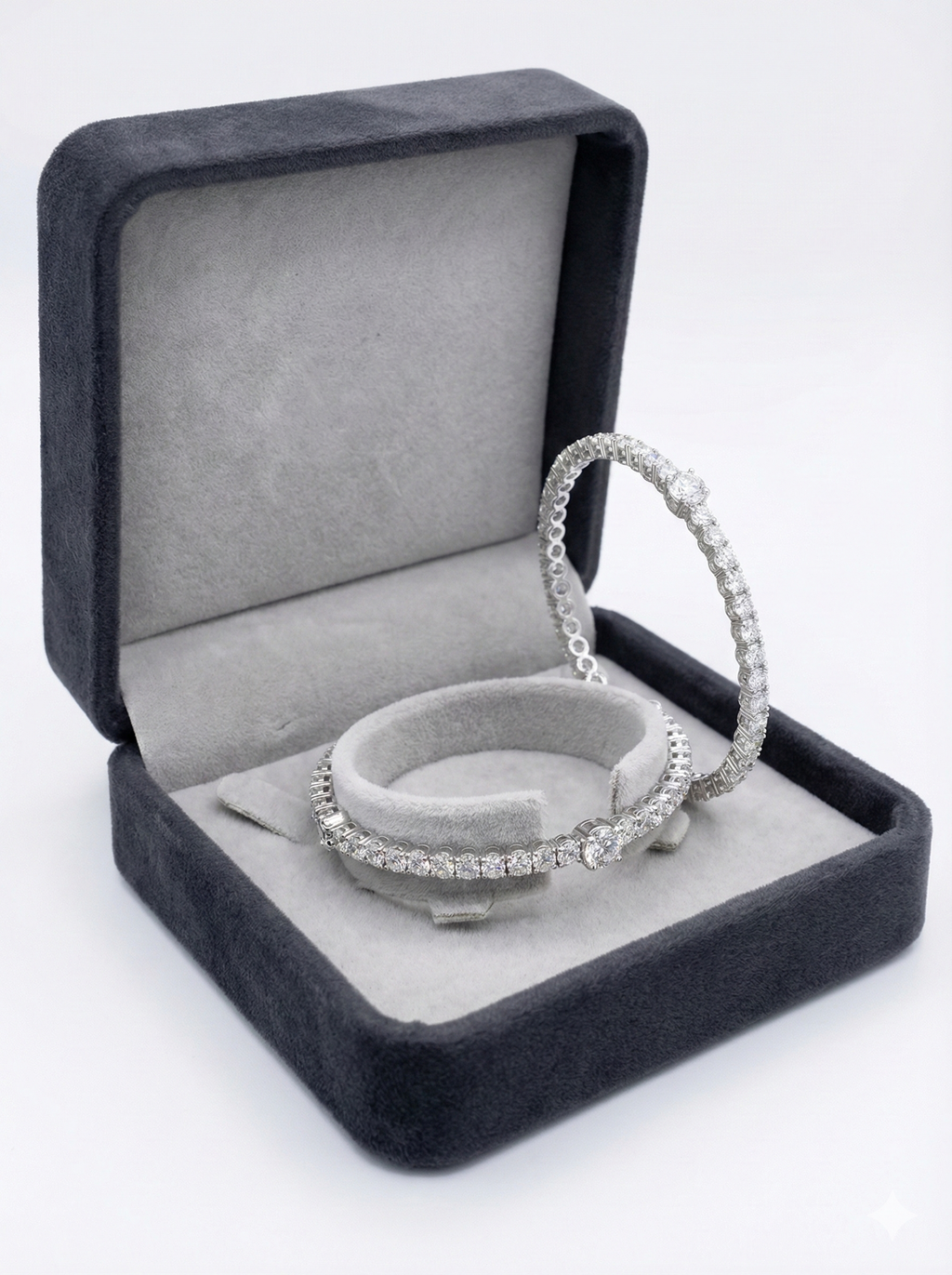 Round Cut Crystal Bangle Set