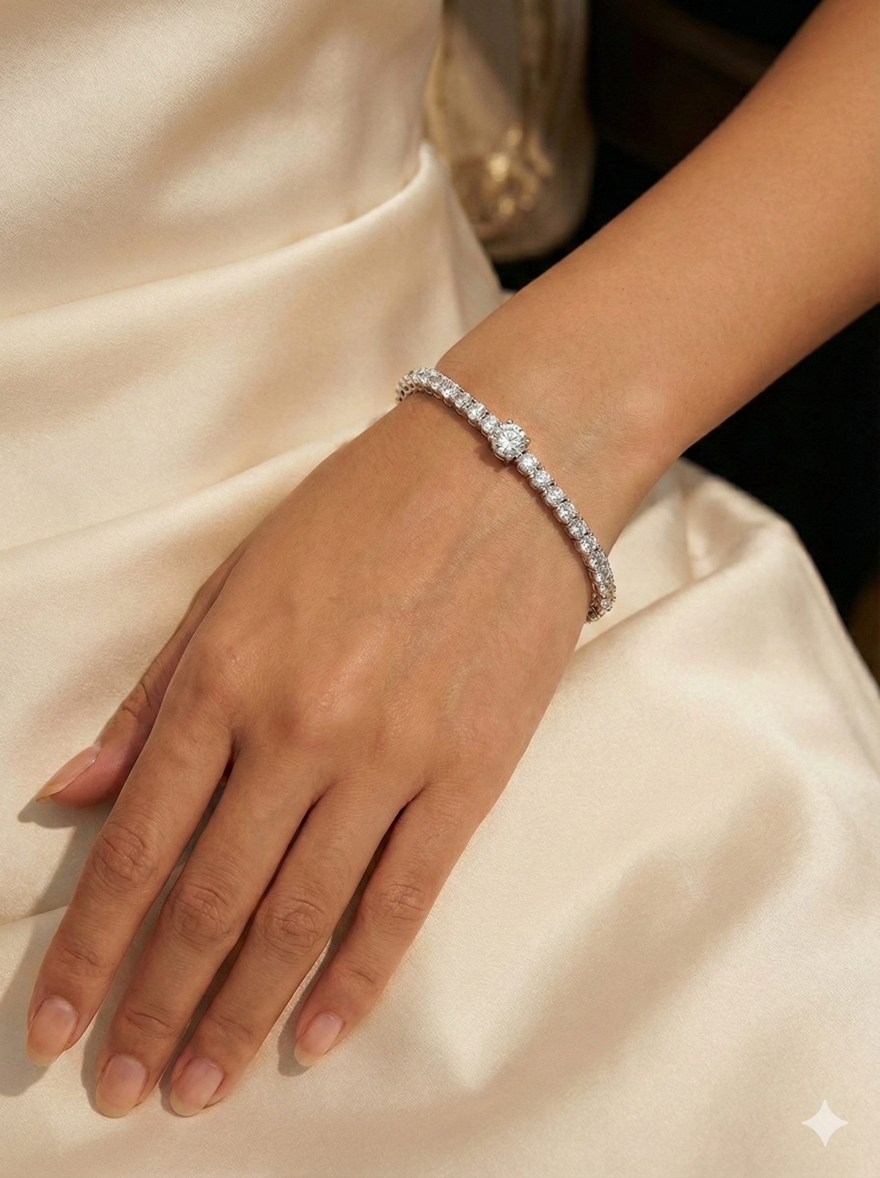 Round Cut Crystal Bangle Set