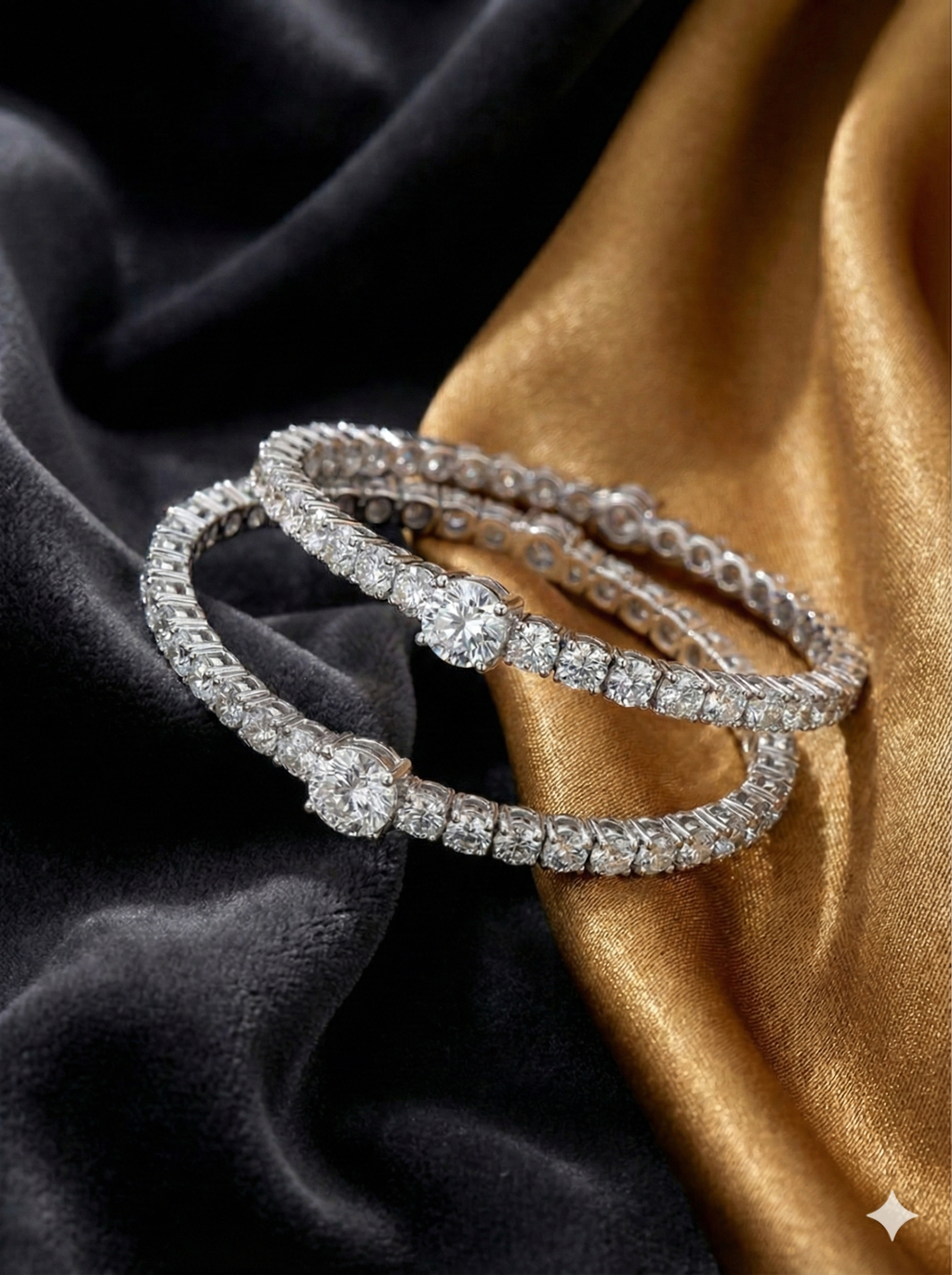 Round Cut Crystal Bangle Set