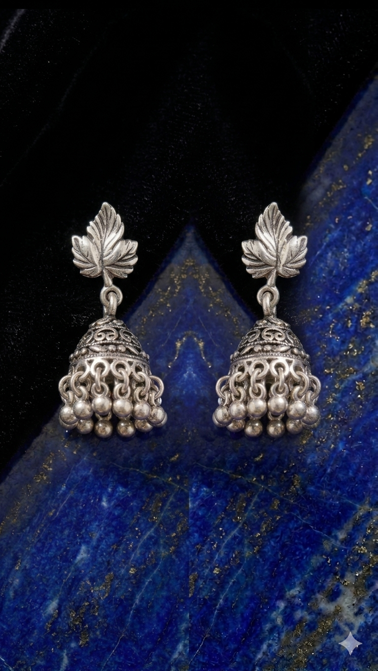 Oxidized Leaf Jhumkas