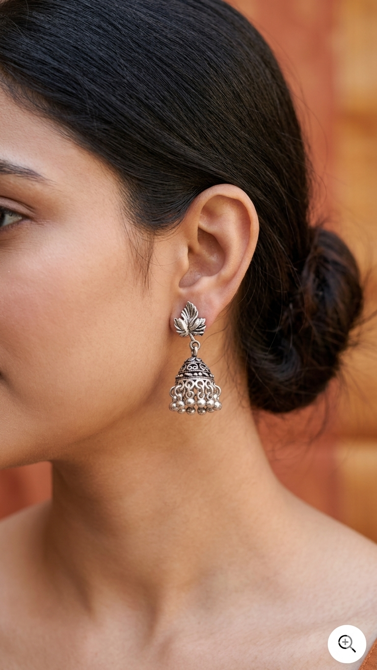 Oxidized Leaf Jhumkas