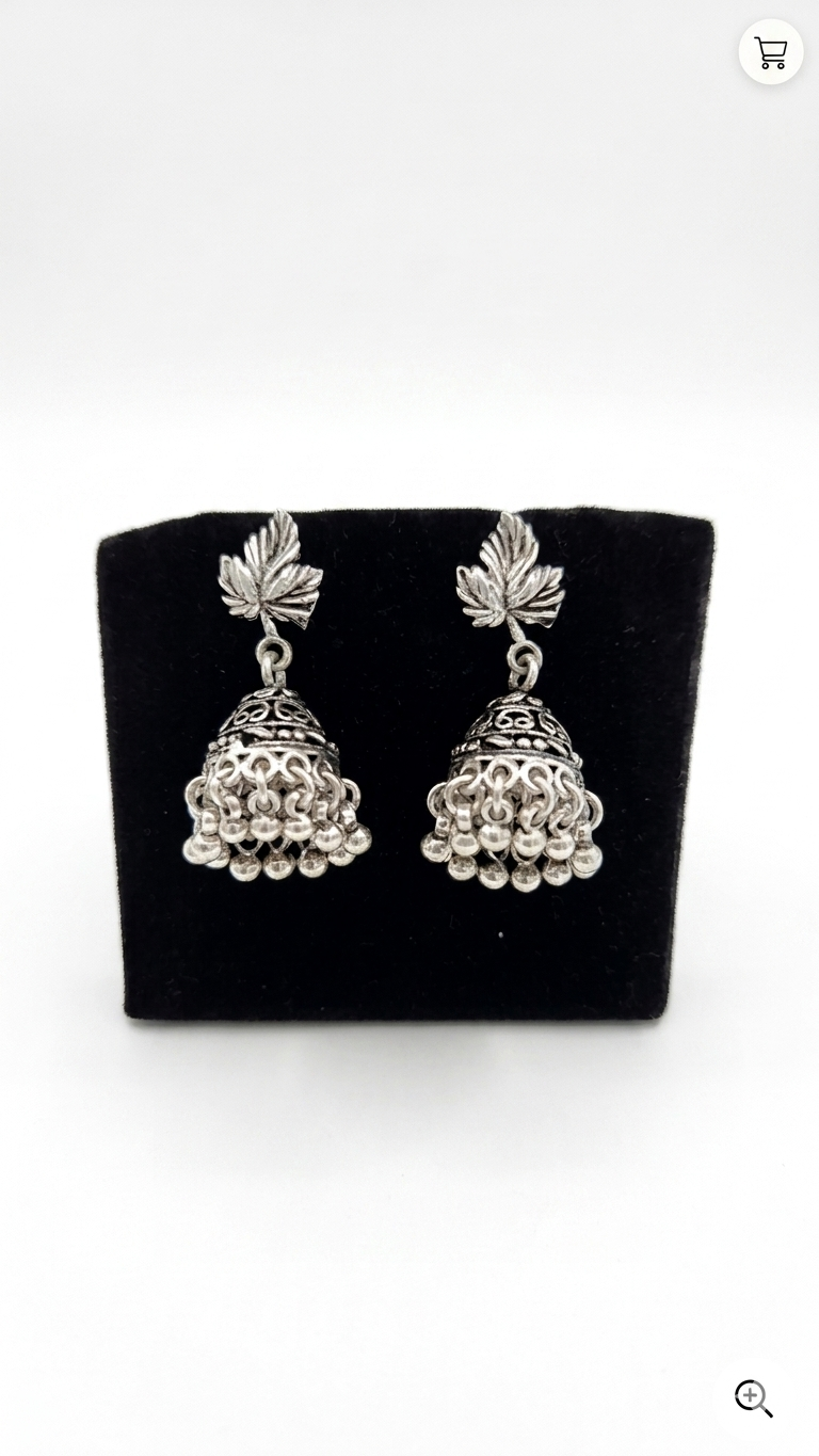 Oxidized Leaf Jhumkas