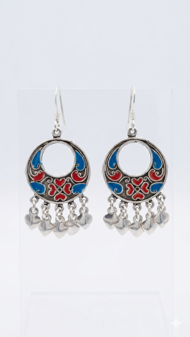 Meenakari Crescent Drops