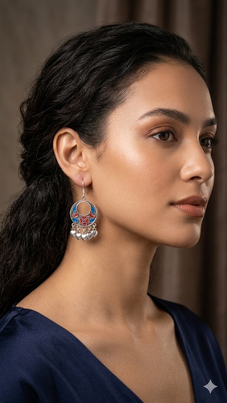 Meenakari Crescent Drops