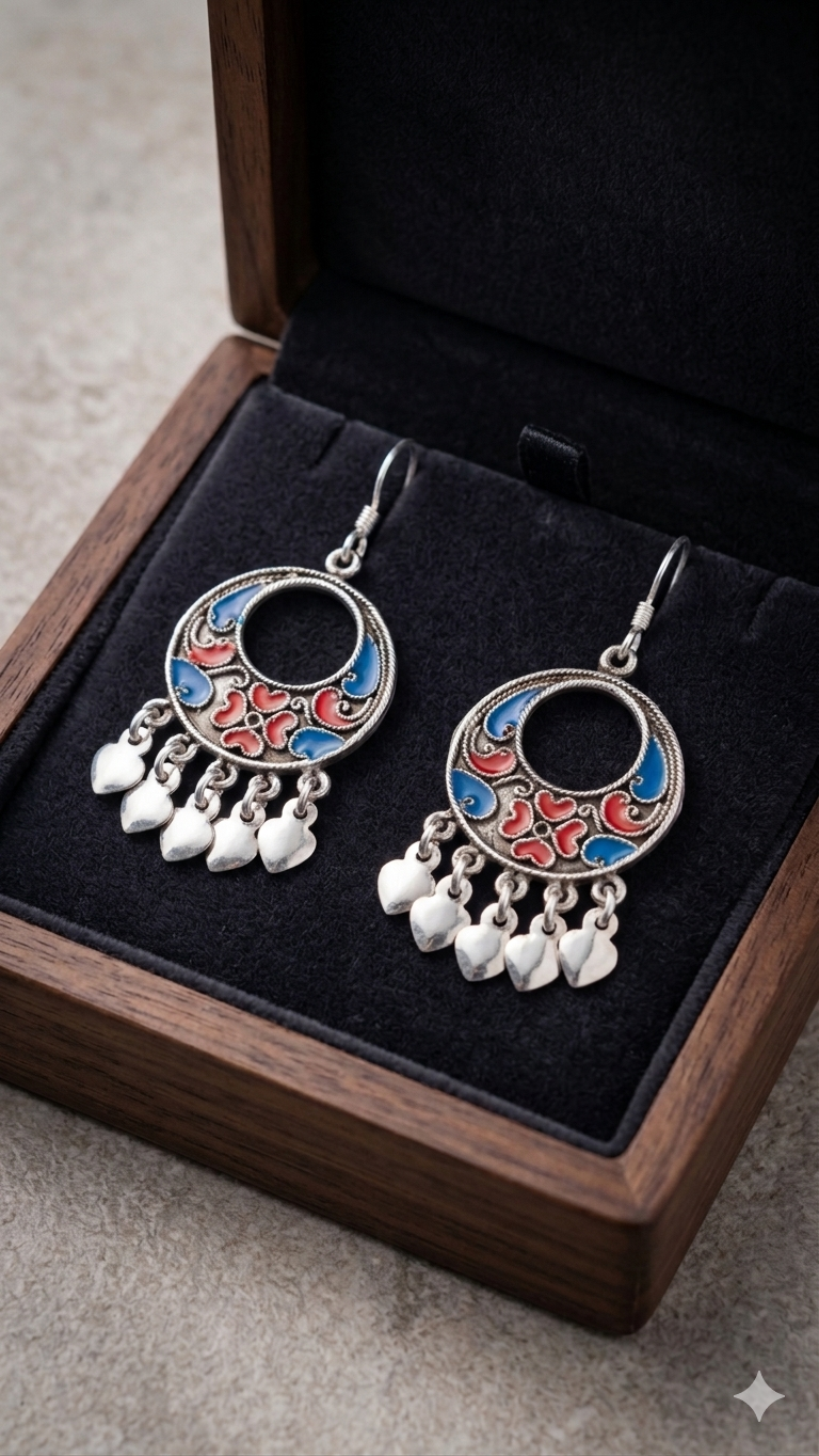 Meenakari Crescent Drops