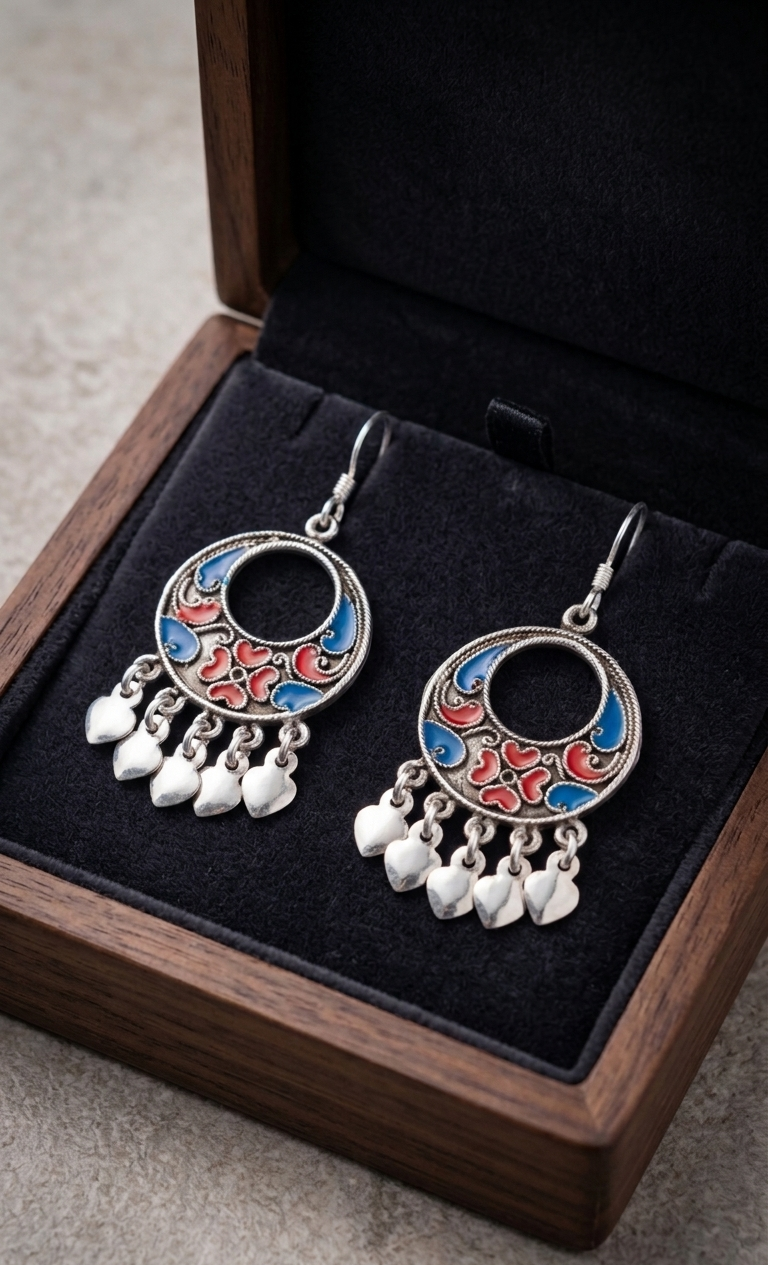 Meenakari Crescent Drops