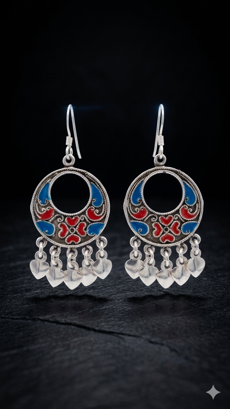 Meenakari Crescent Drops