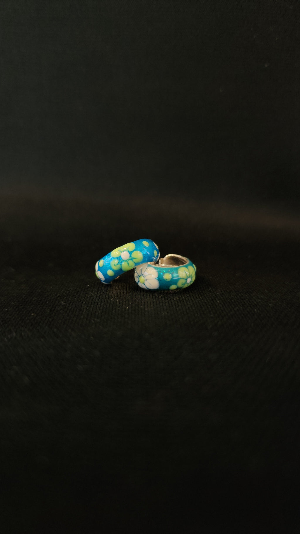 Midnight Flora Enamel Hoops