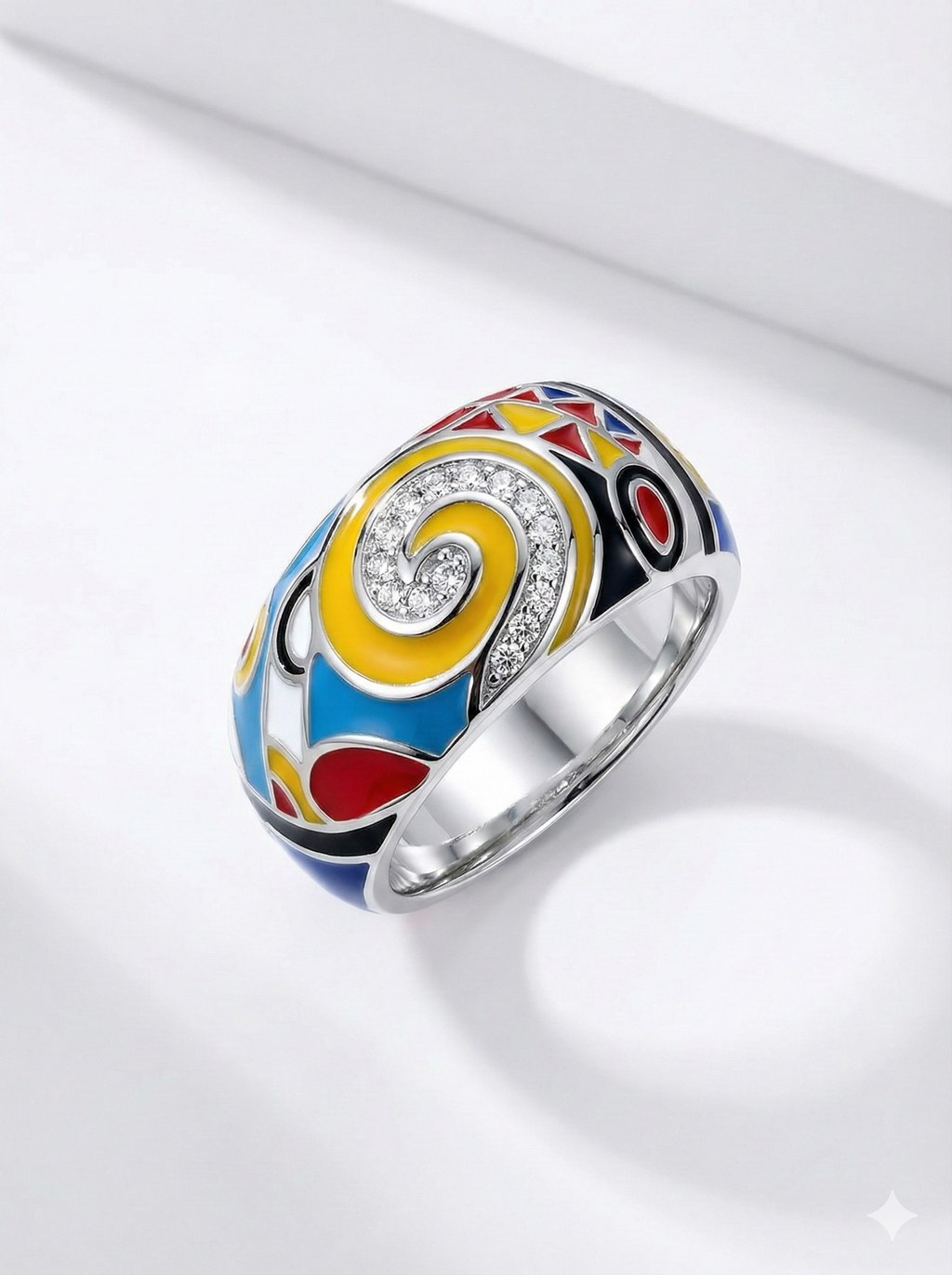 Multicolored Geometric Enamel Ring_1