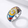 Multicolored Geometric Enamel Ring_1