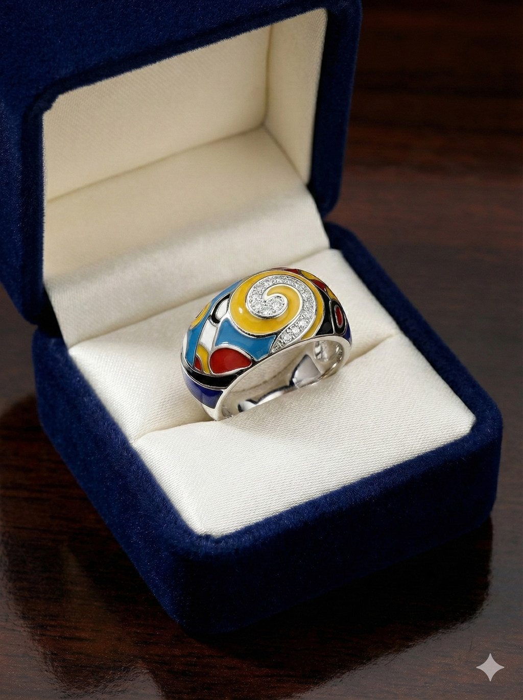 Multicolored Geometric Enamel Ring_2