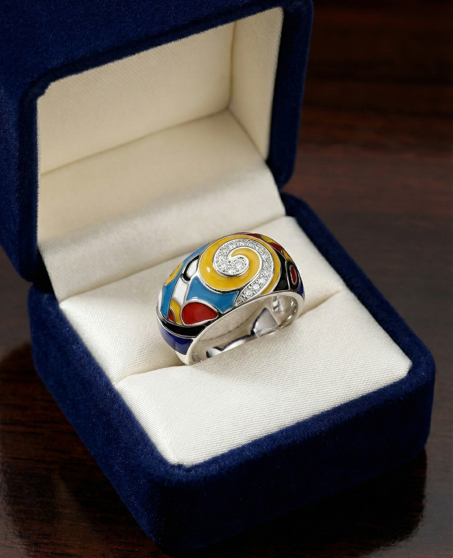 Multicolored Geometric Enamel Ring_2