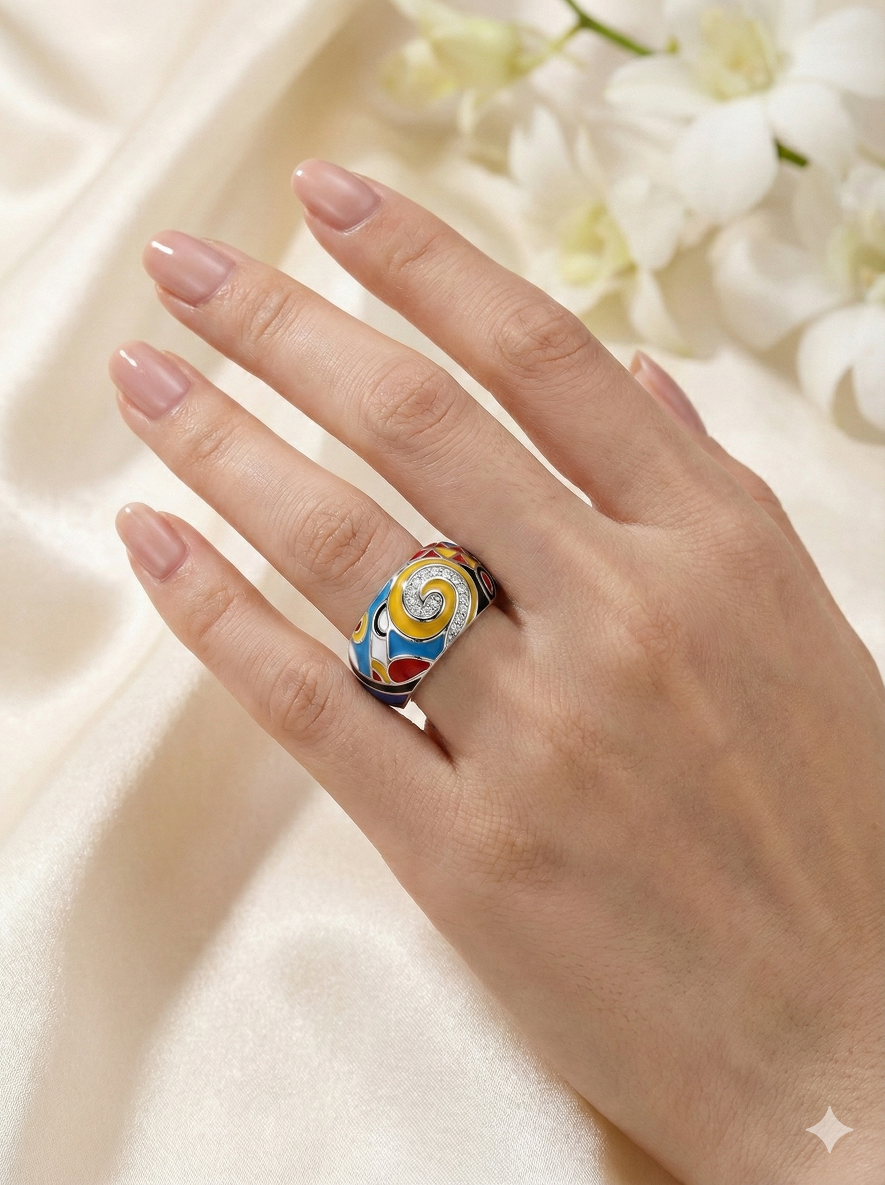 Multicolored Geometric Enamel Ring_3