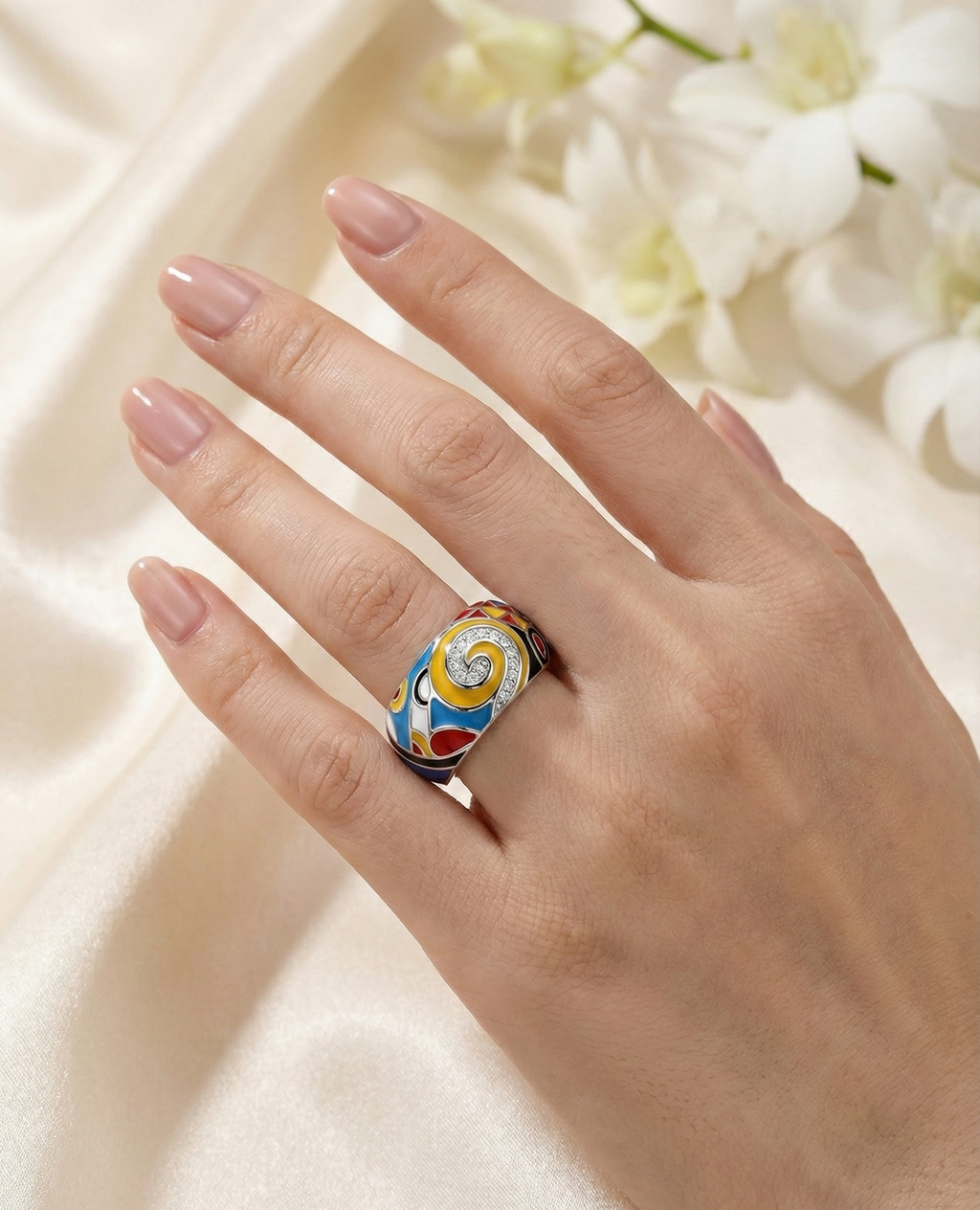 Multicolored Geometric Enamel Ring_3