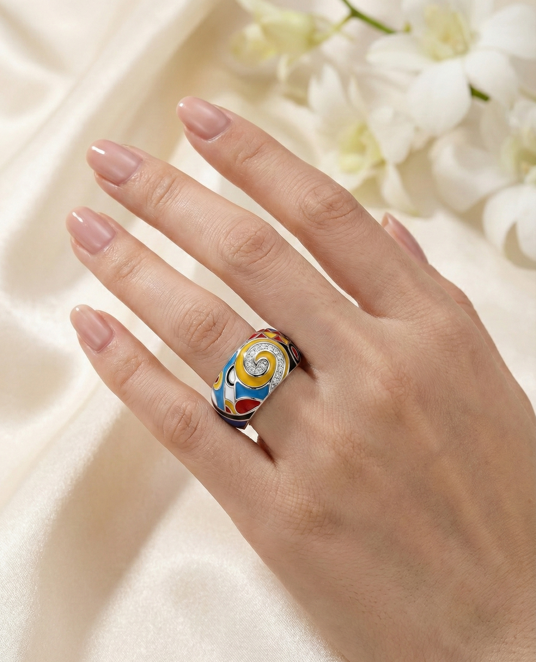Multicolored Geometric Enamel Ring_3