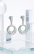 Geometric Opal Inlay Drop Earrings