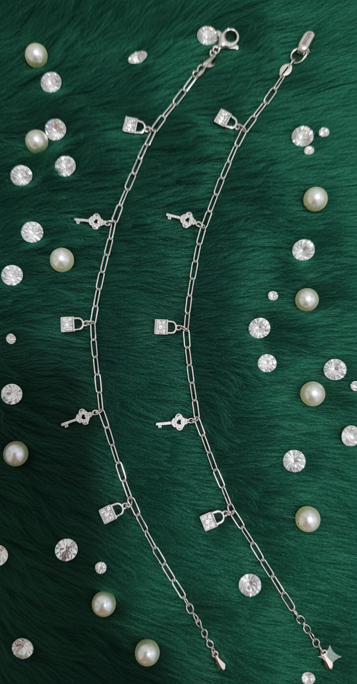 Ornate key & Padlock Anklets_4