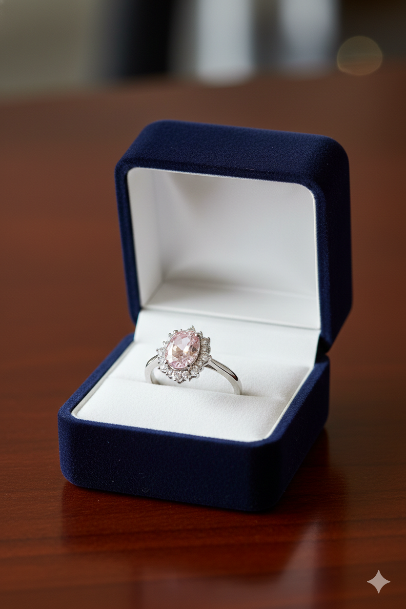 Oval Pink Halo Solitaire_3