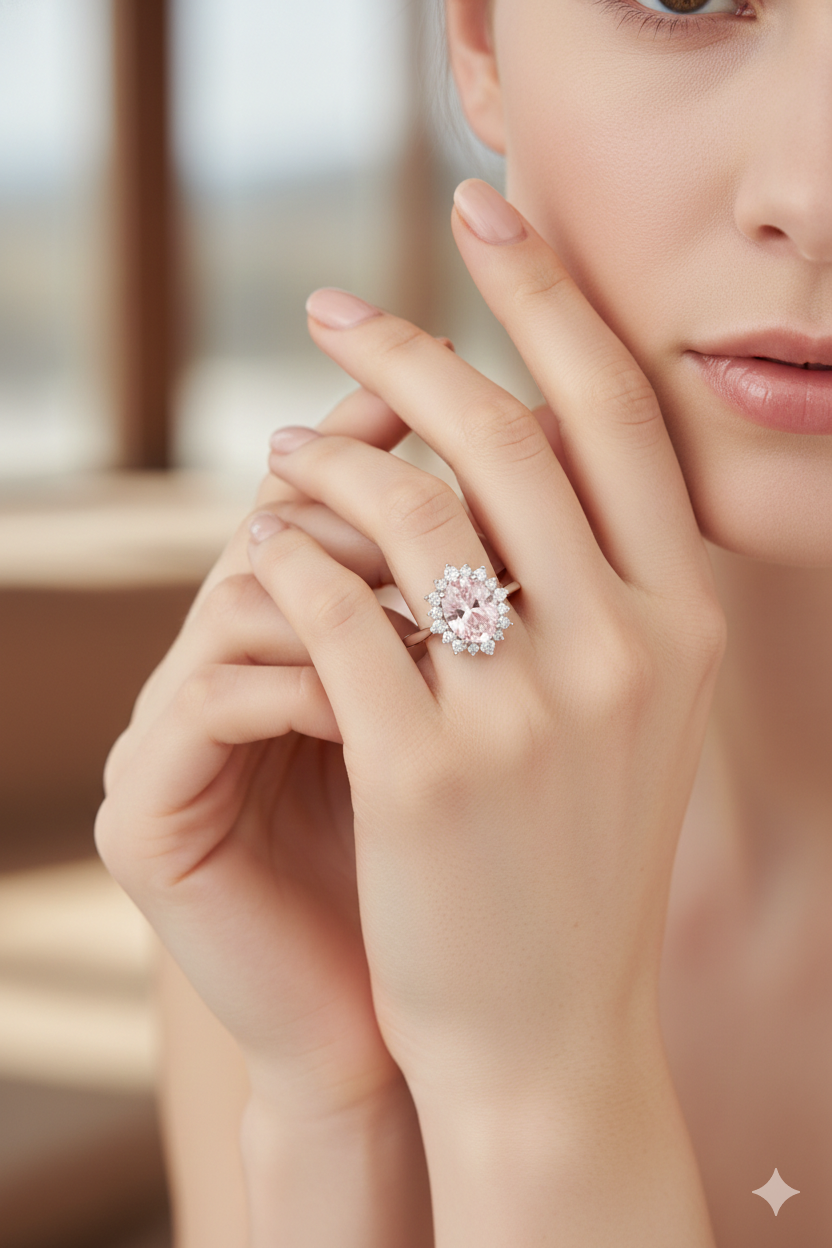Oval Pink Halo Solitaire_5