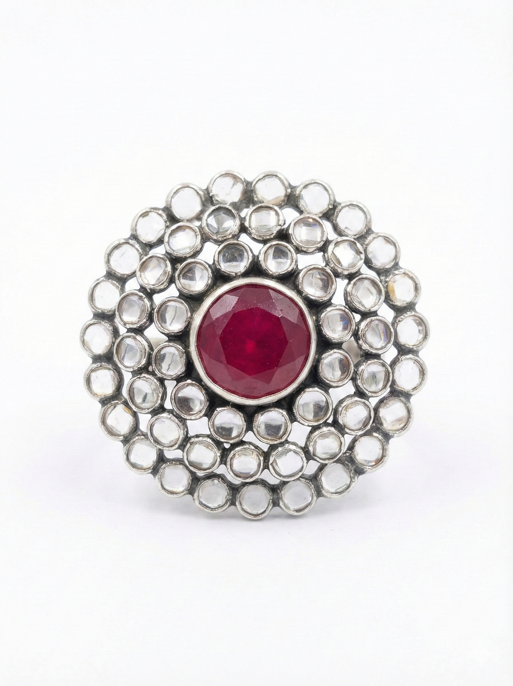 Oxidized Silver Multi Halo Ring_1