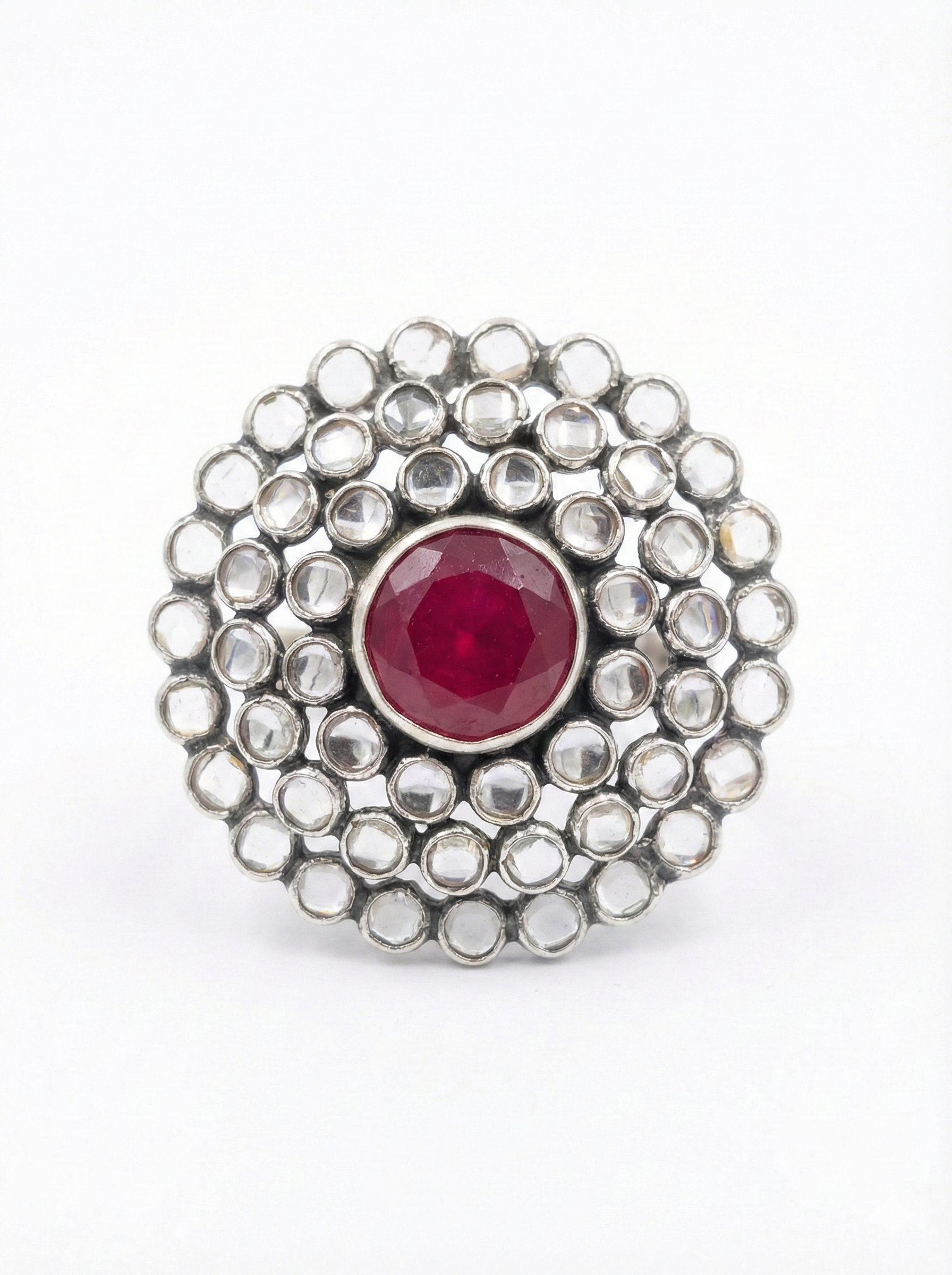 Oxidized Silver Multi Halo Ring_1