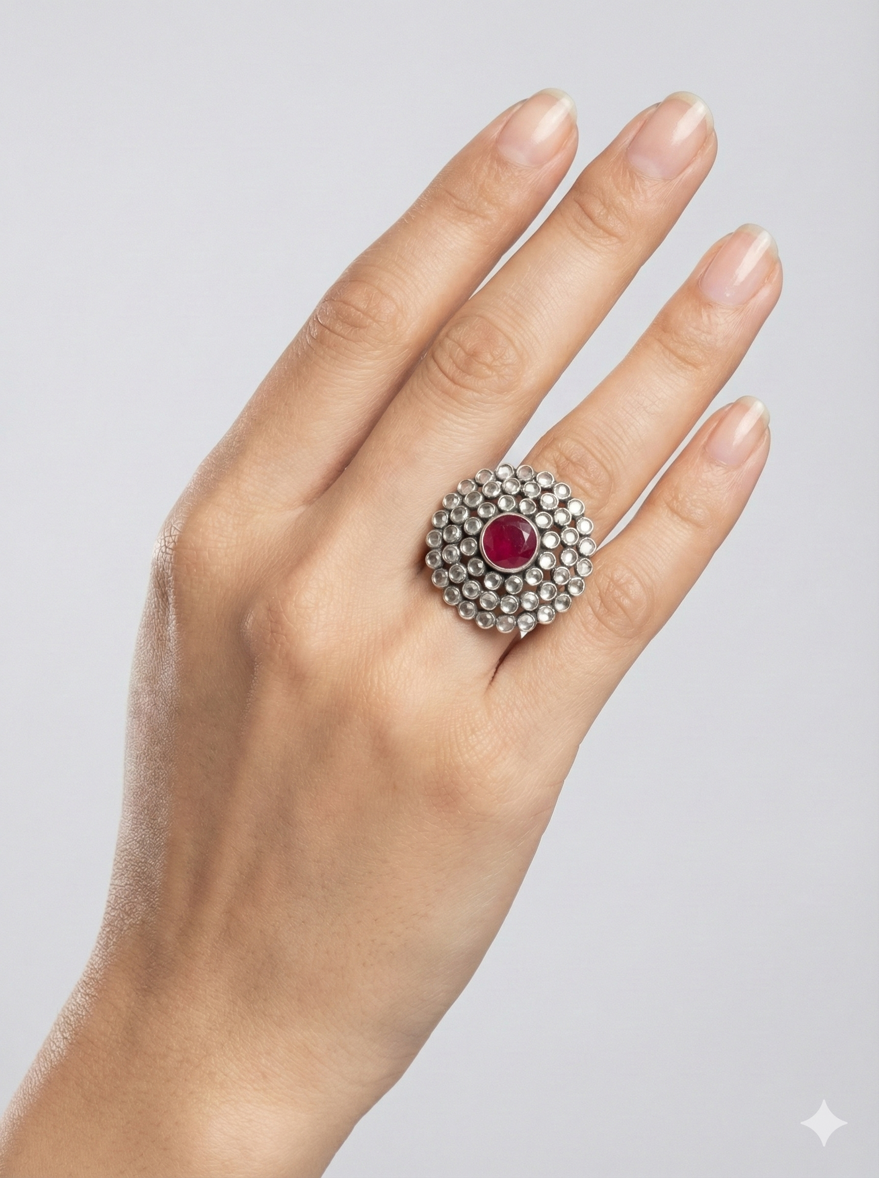 Oxidized Silver Multi Halo Ring_3