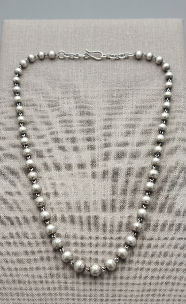 Oxidized Silver Ball Bead Mala