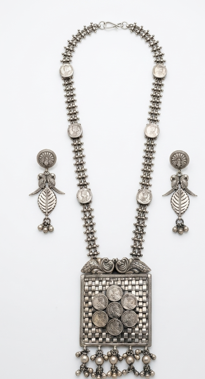The Heritage Coin Collection: Oxidized long Necklace set