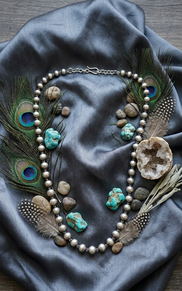 Oxidized Silver Ball Bead Mala