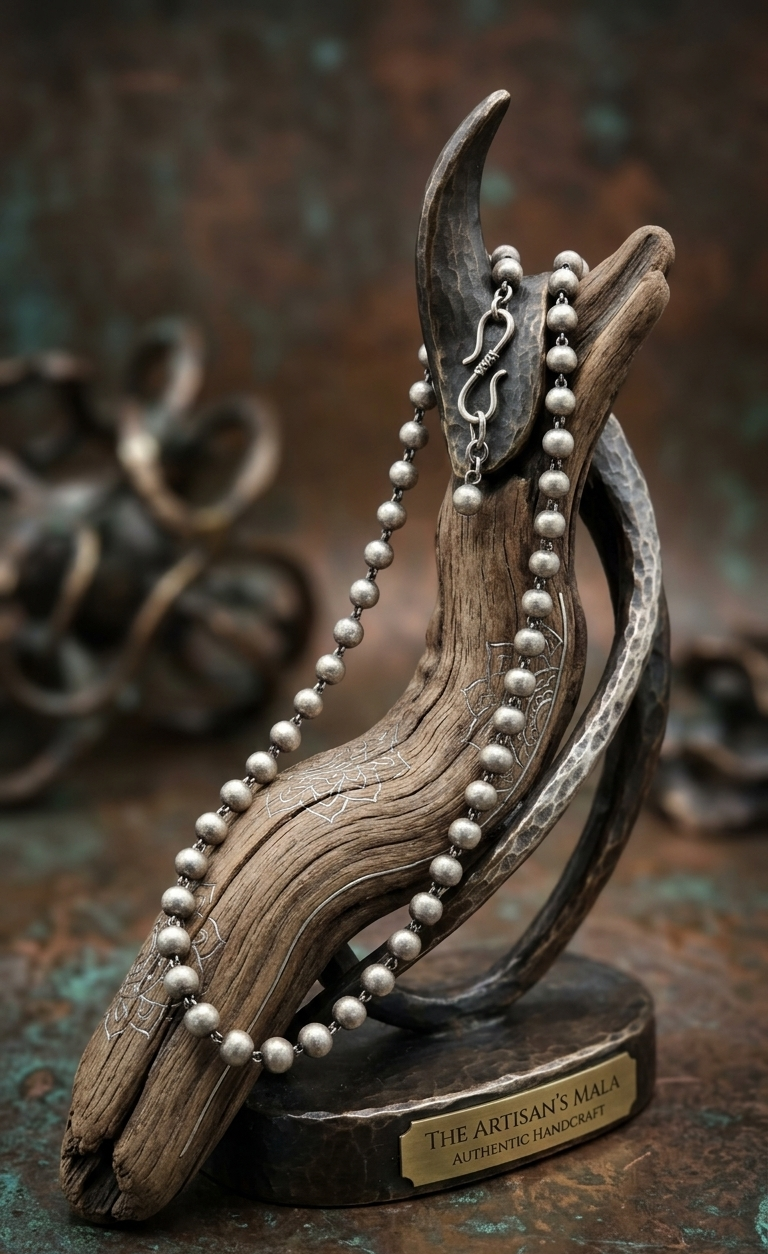 Oxidized Silver Ball Bead Mala