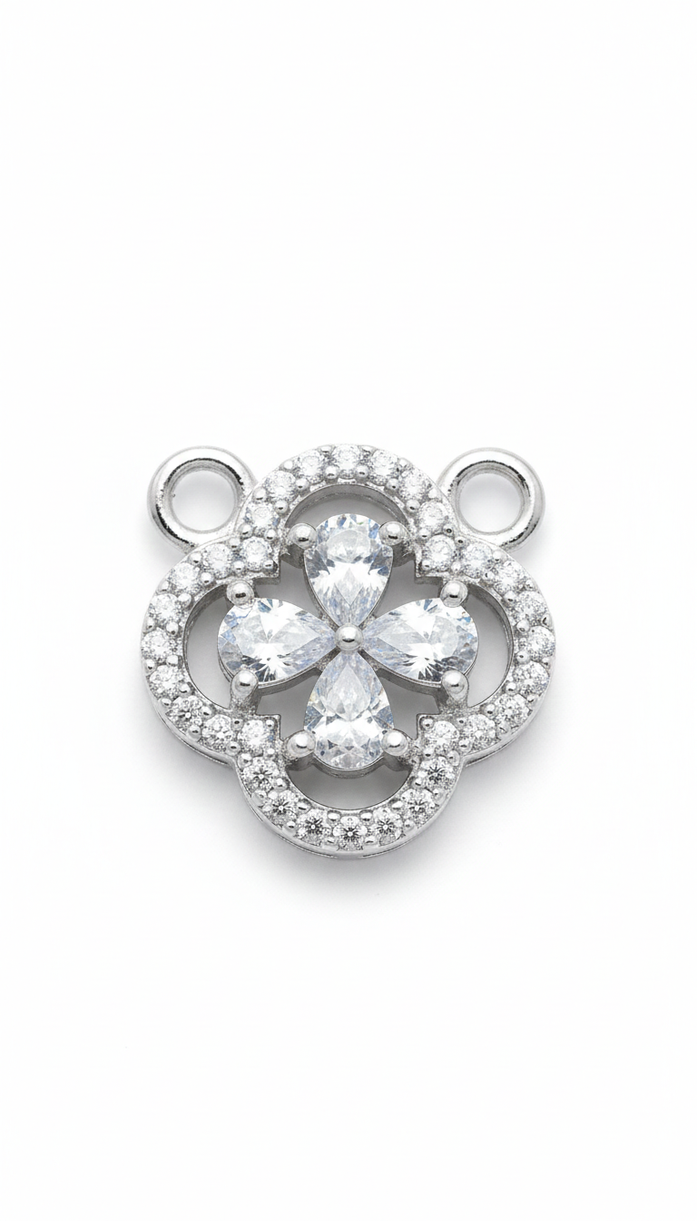 Pave-Set Four- Leaf Clover Mangalsutra_1