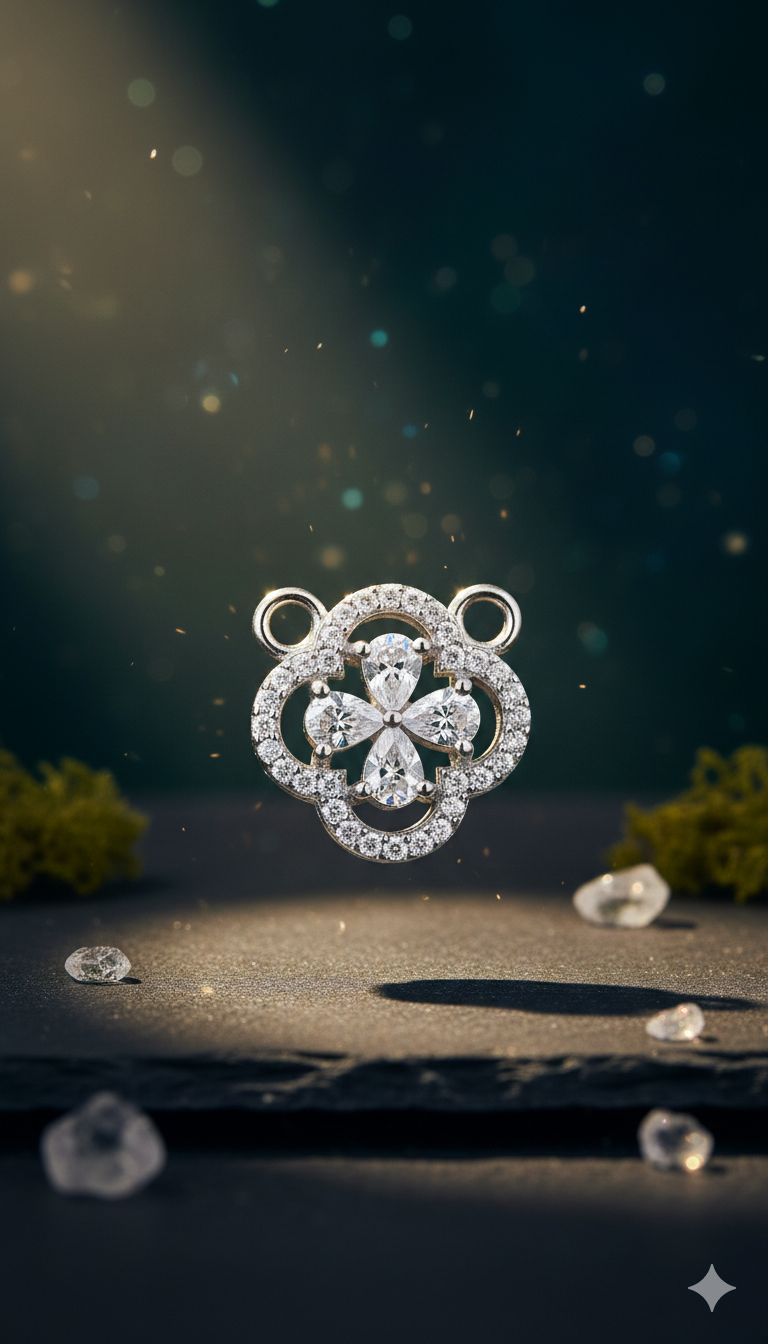 Pave-Set Four- Leaf Clover Mangalsutra_2
