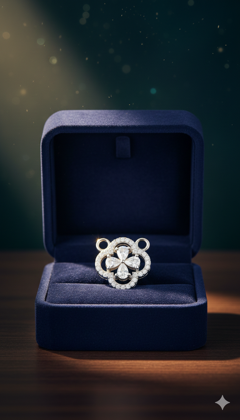 Pave-Set Four- Leaf Clover Mangalsutra_3