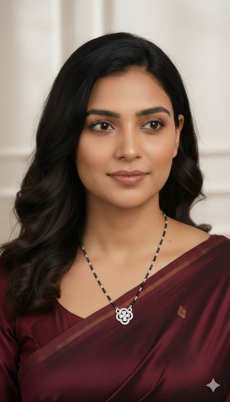 Pave-Set Four- Leaf Clover Mangalsutra_5