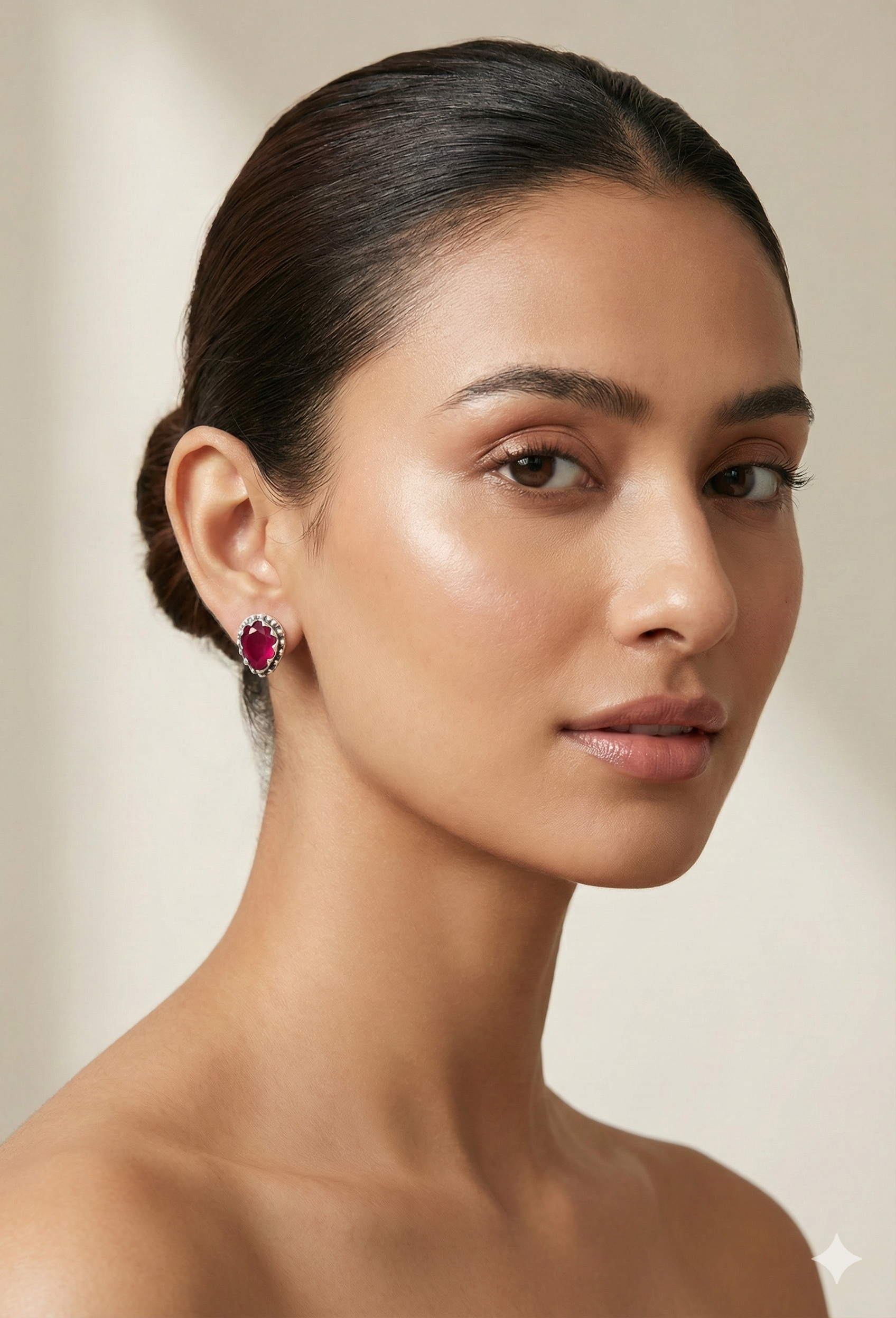 Pear Cut Ruby Silver Studs_2
